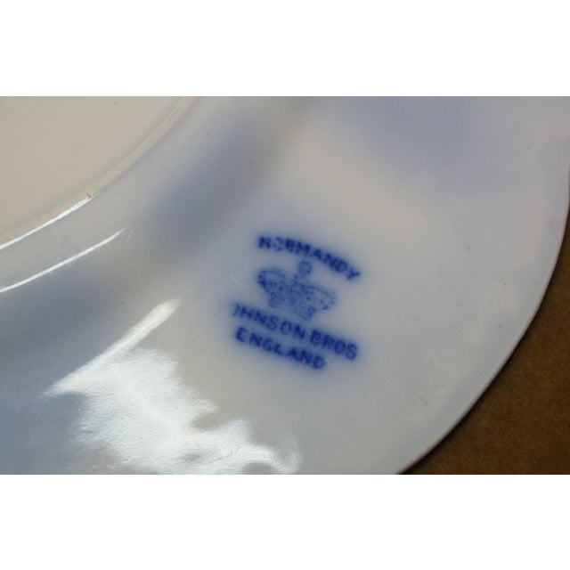 20 Pc Antique English Johnson Bros Normandy Flow Blue Porcelain Dinnerware For Sale - Image 15 of 17