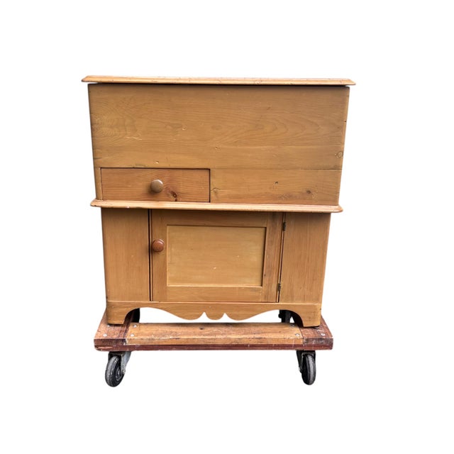 Antique Primitive Pine Dry Sink / Washstand with Lift-Top Storage & Cabinet Charming antique primitive pine dry sink or...