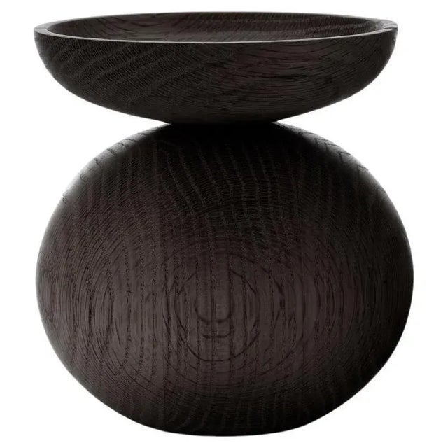 Bowl Shape Black Stained Oak Vase by Applicata For Sale - Image 10 of 10