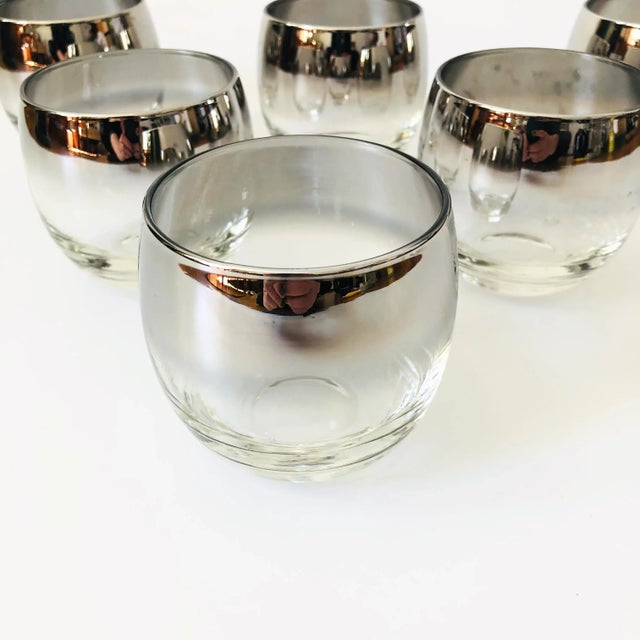 Dorothy Thorpe Mid Century Silver Fade Roly Poly Cocktail Glasses - Set of 6 For Sale - Image 4 of 6