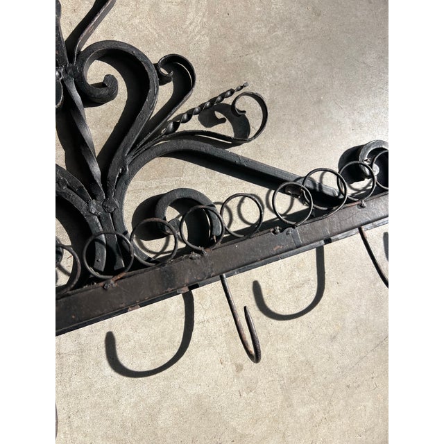 1970s 1970s French Iron Scrolling Plant and Tea Cup Holder Wall Hanging For Sale - Image 5 of 12