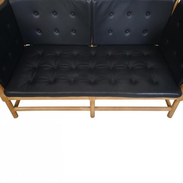 Animal Skin Spoke Back Sofa in Black Leather by Børge Mogensen, 1970s For Sale - Image 7 of 18