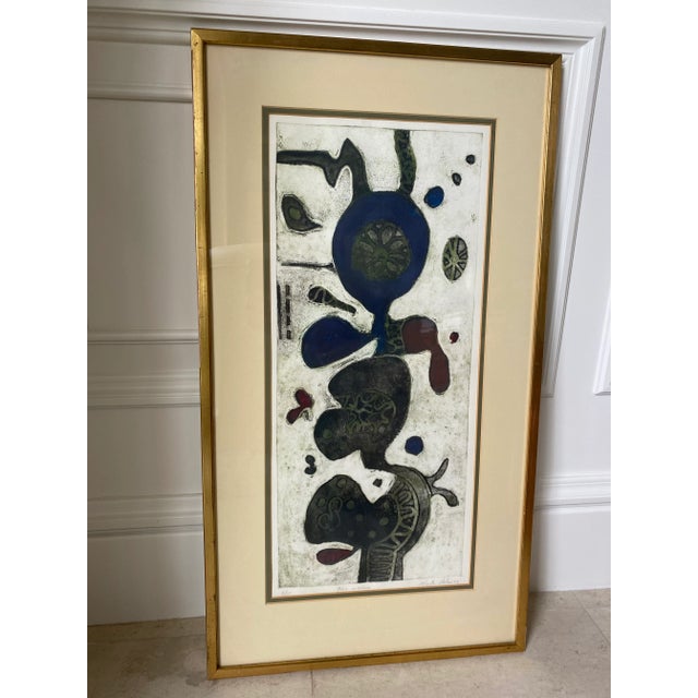 1969 Spanish Artist Marta Palau’s Framed Signed “Flor Marina” For Sale - Image 11 of 11