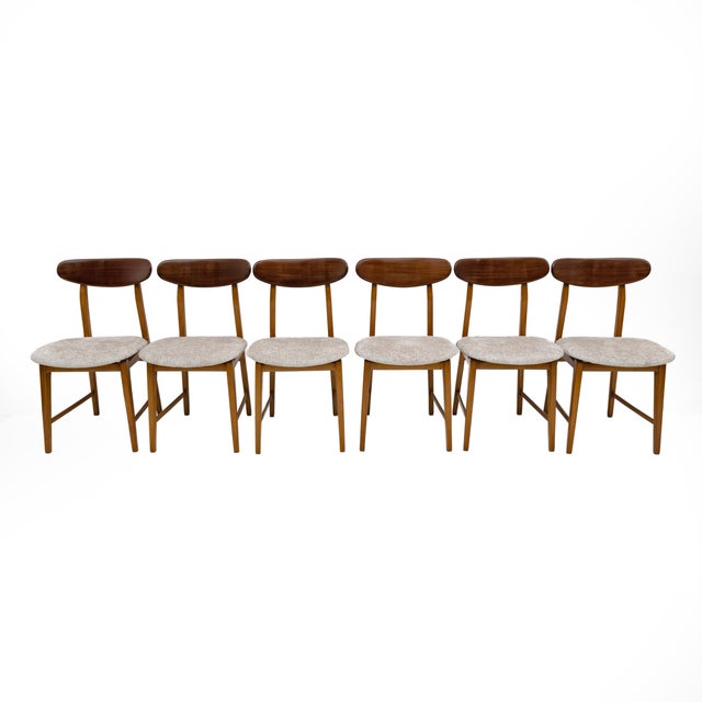 Vintage Danish Dining Chairs in Teak and Bouclè Fabric, 1960s, Set of 6 For Sale - Image 9 of 9