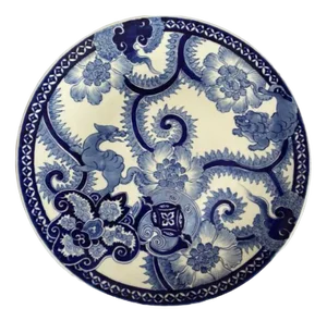 Large Antique Japanese Blue & White Imari Charger Plate, 1880s