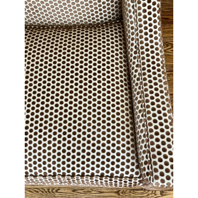 Mid-Century Modern Custom Dotted Cut Velvet High Back Chair For Sale - Image 3 of 11