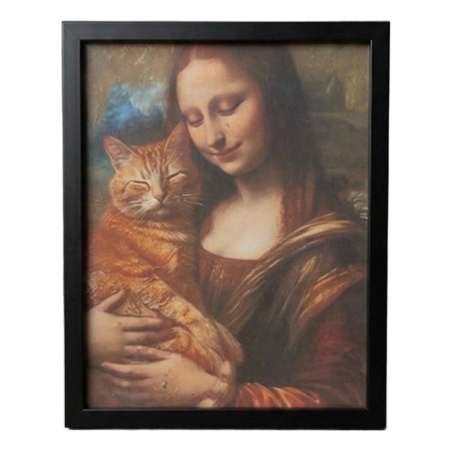 Mona Lisa Cat Art Print 8x10 – Funny Cat Lover Wall Art – Whimsical Renaissance For Sale