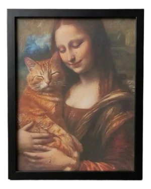 Mona Lisa Cat Art Print 8x10 – Funny Cat Lover Wall Art – Whimsical Renaissance