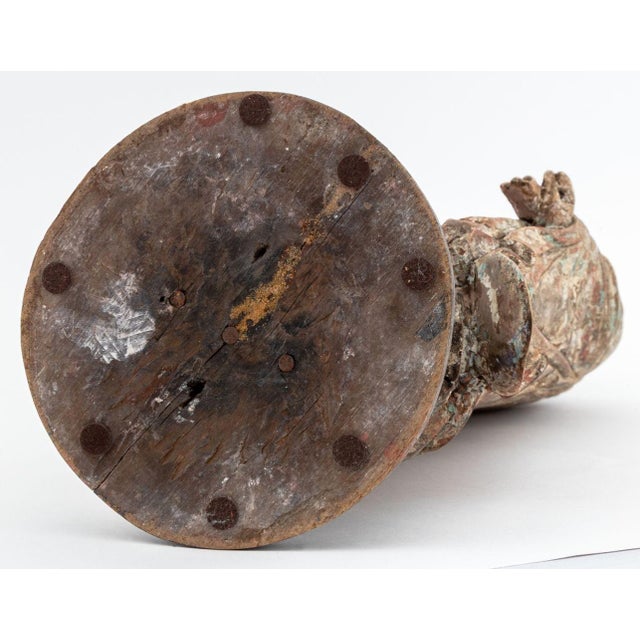 Wood Chinese Polychrome Painted & Carved Wood Buddha For Sale - Image 7 of 7