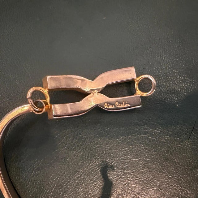 1980s Pierre Cardin Signed Gilt Metal French Bracelet For Sale - Image 6 of 12