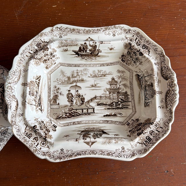 Mid 19th Century A Antique Brown Transfer Decorated Staffordshire Covered Vegetable Dish, “Nankin” by Dimmock, Circa 1830’s For Sale - Image 5 of 12
