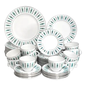 Mid-Century Modern Foley English Bone China Dinner Service for Twelve- 60 Pieces