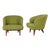 Mid-20th Century Art Deco to Mid-Century Modern Green Bucket or Barrel Style Accent or Lounge Chairs a Pair For Sale