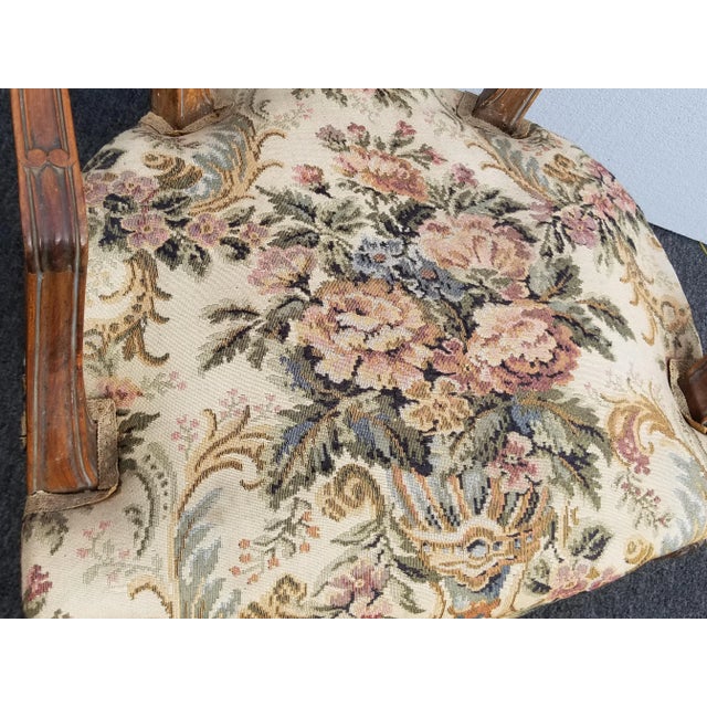 Green Vintage Mid Century French Provincial Country White Floral Cane Back Accent Chairs - a Pair For Sale - Image 8 of 13