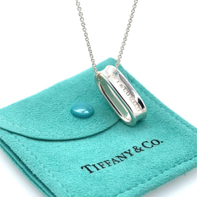 Metal Tiffany & Co. Sterling Silver 1837 Oval Loop Pendant Necklace 13.21g For Sale - Image 7 of 8