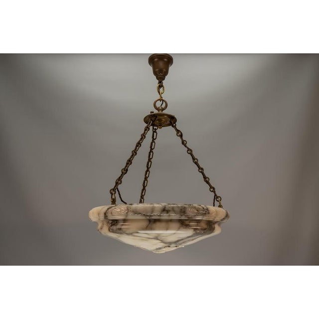 Extra Large Art Deco Six-Light Alabaster Pendant with Dark Veining, 1920 For Sale - Image 14 of 18