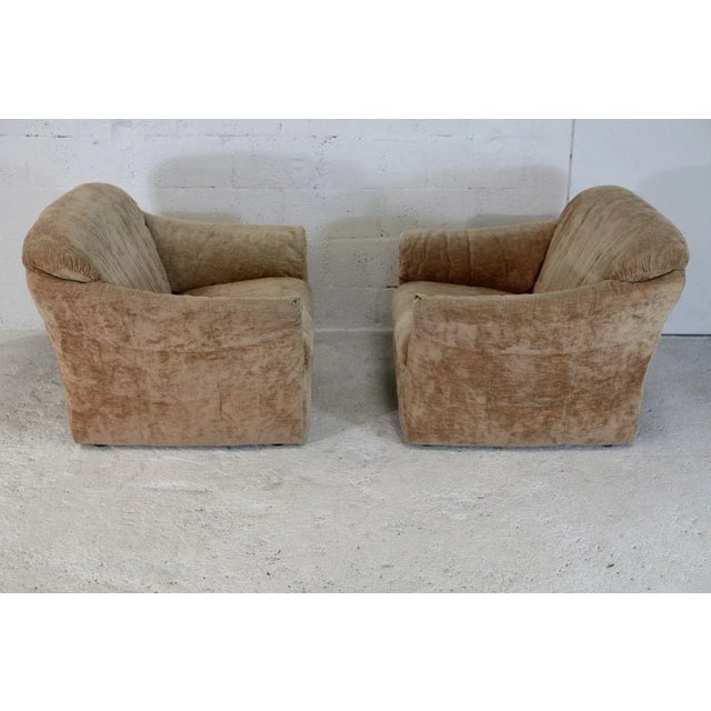 Textile Set of Velvet Caramel Armchairs, 1960s, France For Sale - Image 7 of 18