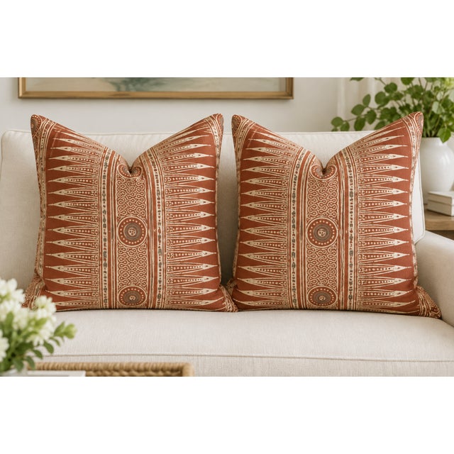 Lee Jofa Indian Zag in Paprika- A 22 Pair of Pillows For Sale - Image 4 of 4
