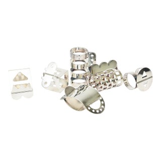 Vintage Bodum Sculptural Silver Plate Napkin Rings by Nathalie Du Pasquier Set of 6 For Sale