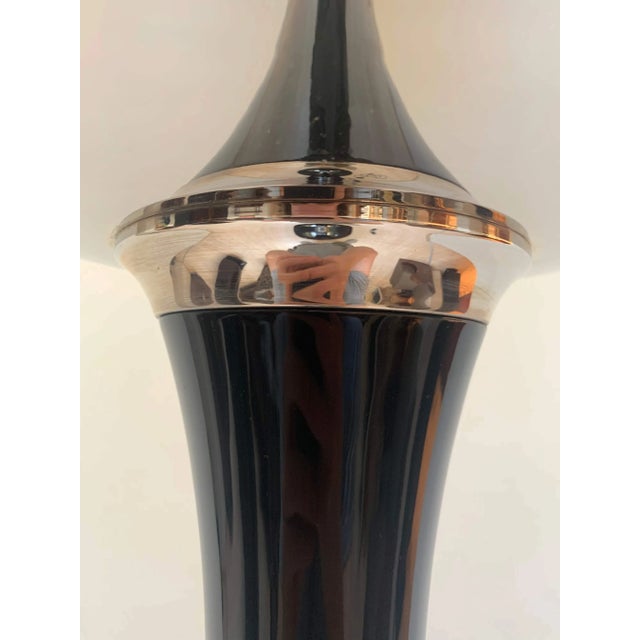 Black Art Deco Style Floor Lamp in Black Lacquer and Nickel For Sale - Image 8 of 11