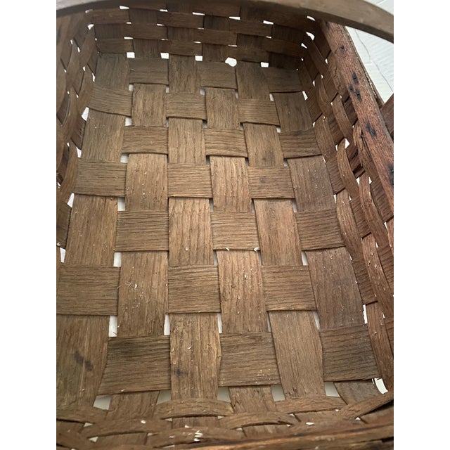 Antique Splint Oak Gathering Basket Circa 1900 For Sale - Image 9 of 12