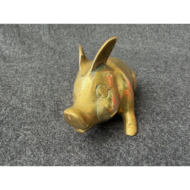 Vintage Solid Brass Lounging Pig Figure For Sale In New York - Image 6 of 15