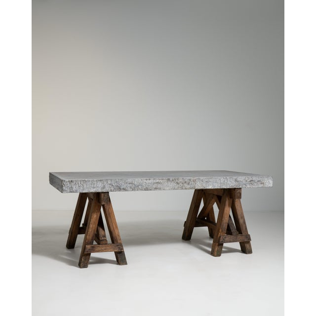 Belgian Blue Stone Trestle Table, Antique, Belgium, Circa 1900 For Sale - Image 9 of 14
