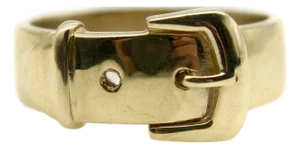 1990s 14k Gold Victorian Inspired Belt Buckle Ring, Size 8.75