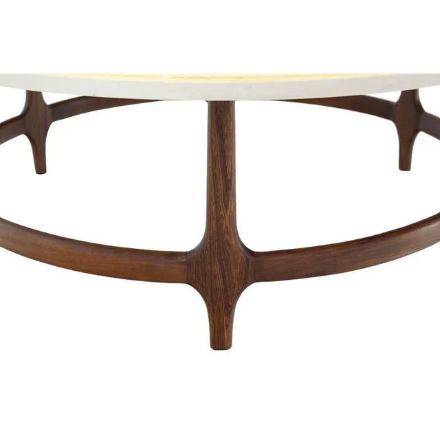 Decorative Mid-Century Modern Walnut Base Round Coffee Table For Sale - Image 4 of 7