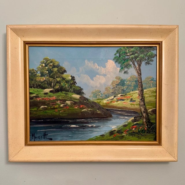 1960s Vintage Italian Landscape Oil Painting Signed Moretti For Sale - Image 5 of 12