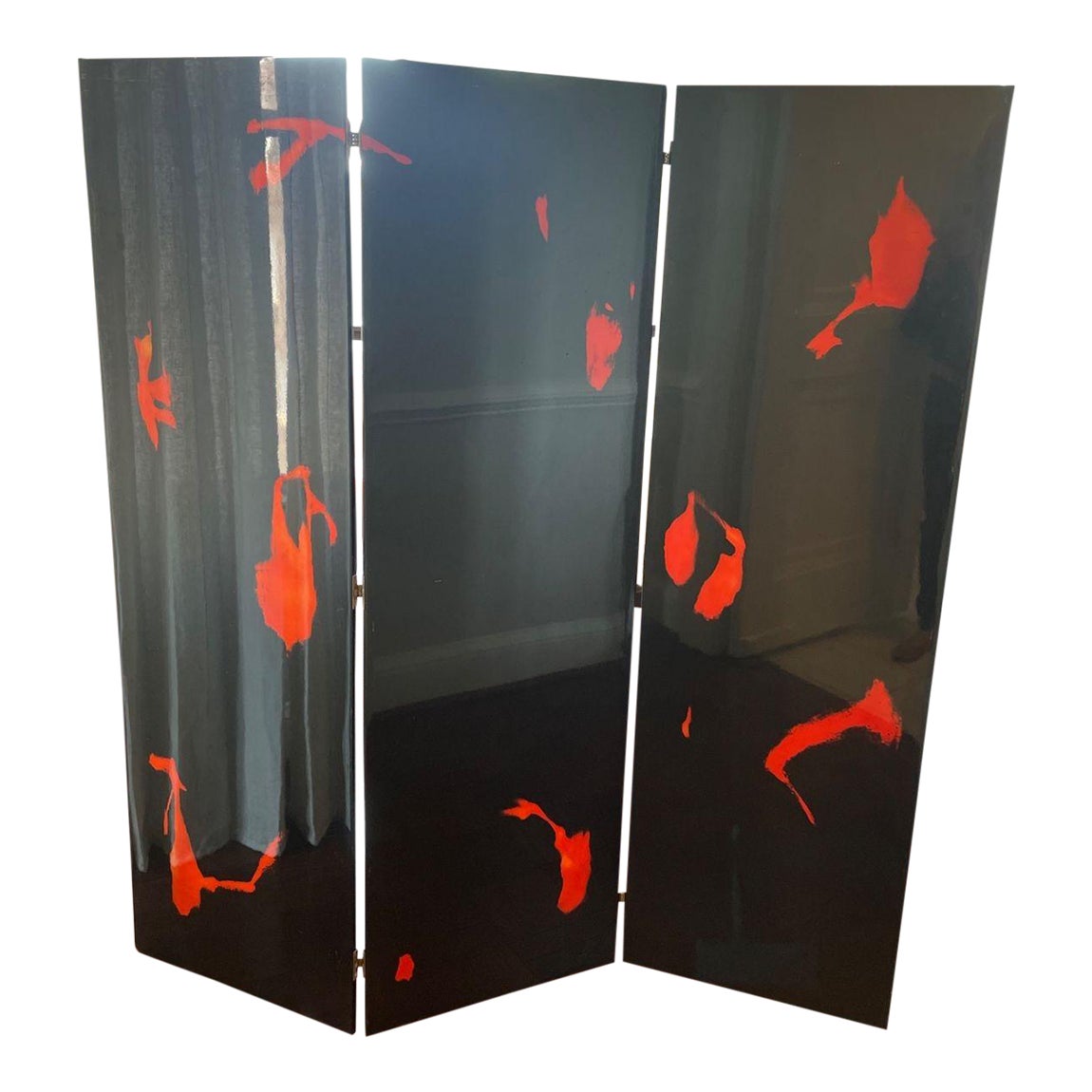 Modern Asian Three Panel Screen | Chairish