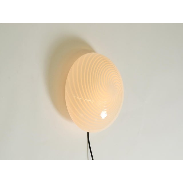 Swirl Flush Mount in Glass and Metal Base, 1980s For Sale - Image 10 of 18