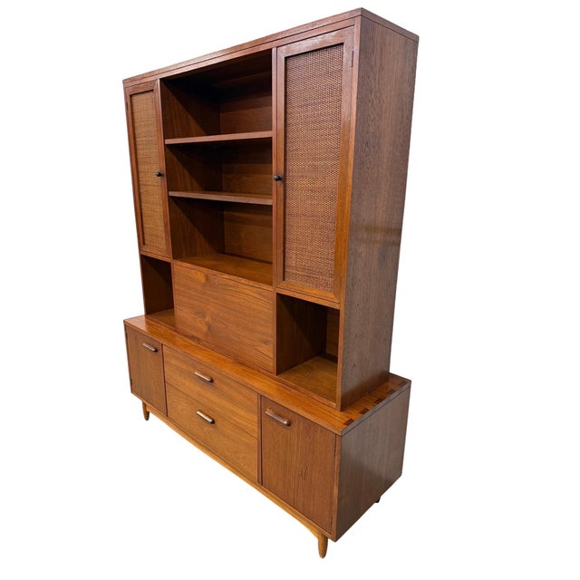 Mid-Century Modern Mid-Century Modern Lane 2-Piece Walnut Storage Cabinet For Sale - Image 3 of 11
