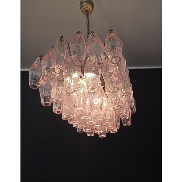 Murano Poliedri Chandelier with Pink Glasses from Carlo Scarpa, 1990s For Sale - Image 17 of 18