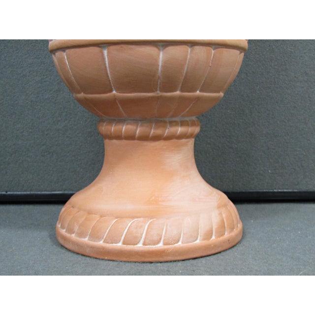 Orange 1970s Vintage Neoclassical Ceramic Pedestal Urn Planter With Grape Leaves For Sale - Image 8 of 14