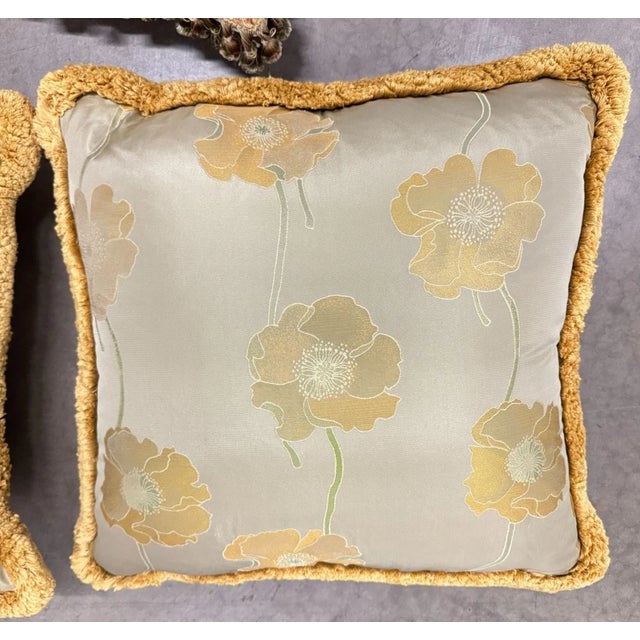 1970s Vintage Floral Satin & Tapestry Pillows - Set of 3 For Sale - Image 5 of 14