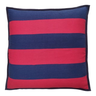 Ralph Lauren Wool & Suede Rugby Stripe Pillow Cover For Sale