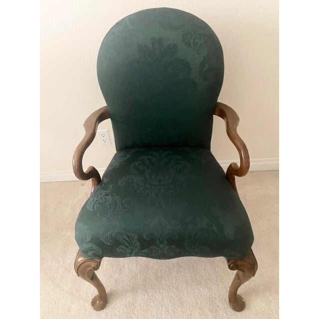Pennsylvania House Elegant Cherry Wood and Exquisitely Upholstered Dearborn Pair of Chairs Mint Condition For Sale - Image 15 of 16