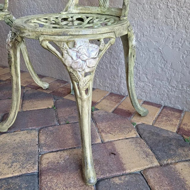 Metal Vintage Cast Iron Victorian-Style Garden Chairs, a Pair For Sale - Image 7 of 11