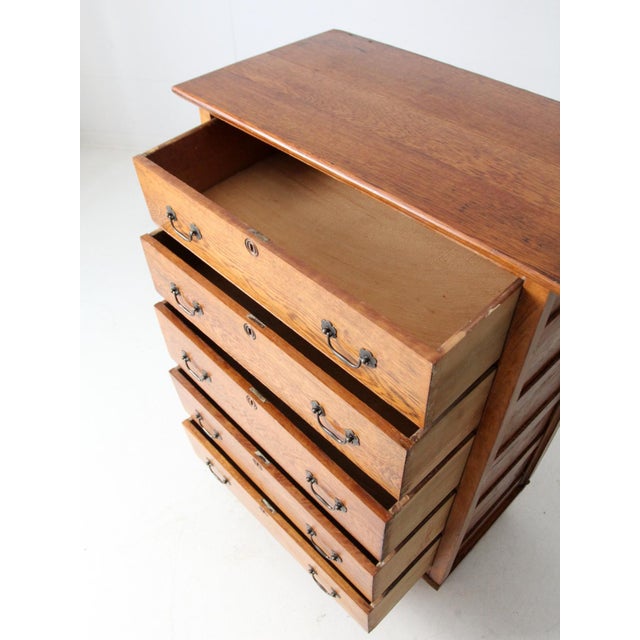 Wood Antique Oak Highboy Dresser Spiegel Furniture Company For Sale - Image 7 of 15