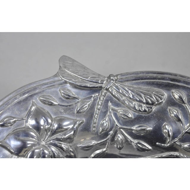 Vintage Lenox Dragonfly & Butterfly Meadow Art Nouveau Cast Aluminum Salad Bowl For Sale In Philadelphia - Image 6 of 15