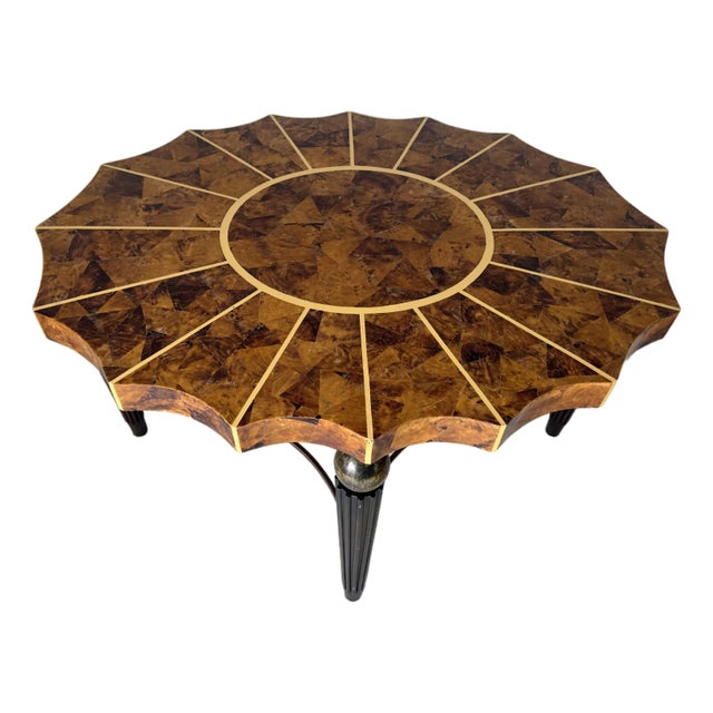 1980’s Vintage Maitland Smith - Style Coastal Tessellated Coconut Shell Top Sculptural DiningAAA Table For Sale