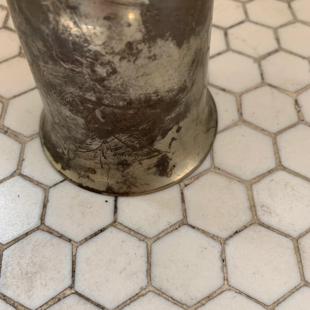 Metal 1940s Indian Etched Brass Metal Lassi Cup Vase For Sale - Image 7 of 8