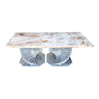Vintage Portuguese Marble & Lucite Coffee Table For Sale