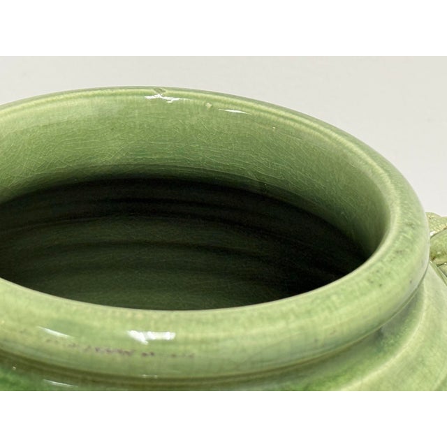 Leona for Neiman Marcus Italian Green Crackle-Glazed Ceramic Vase For Sale In San Francisco - Image 6 of 12