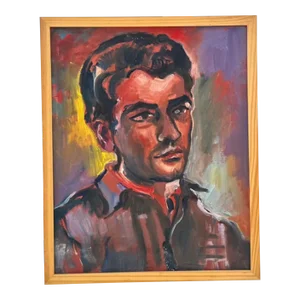 Vintage Boho Signed Original Portrait Oil Painting on Canvas