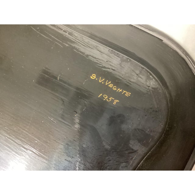 Vintage Hand Painted Floral Tray Table Signed Gv Veghte 1958 For Sale - Image 9 of 10