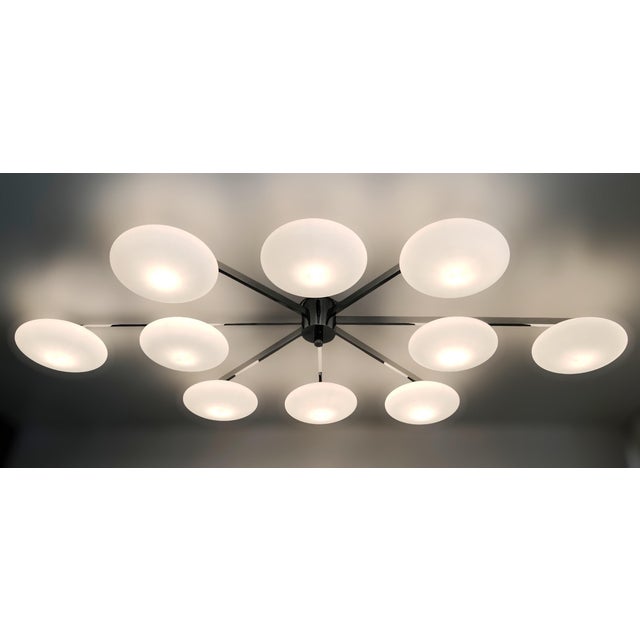Fabio Ltd 21st Century Dieci Polished Chrome Matte White Murano Flush Mount by Fabio LTD For Sale - Image 4 of 5