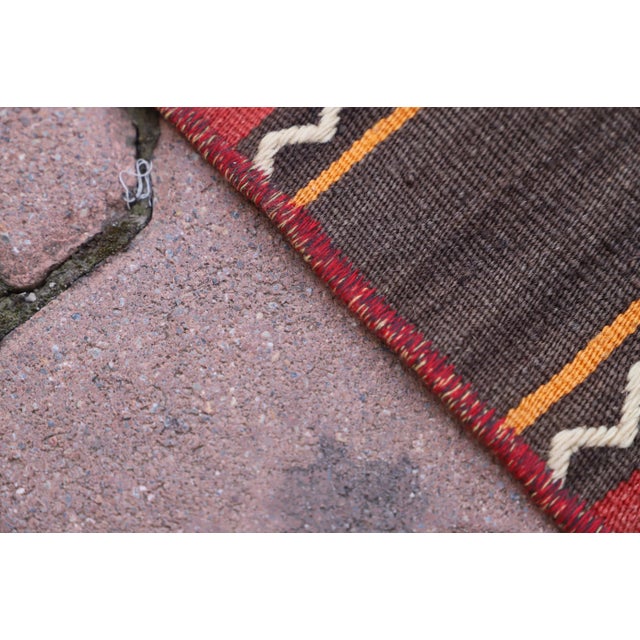 1970s Rustic Southwestern Striped Cicim Square Hand Knotted Natural Kilim Rug For Sale - Image 4 of 10