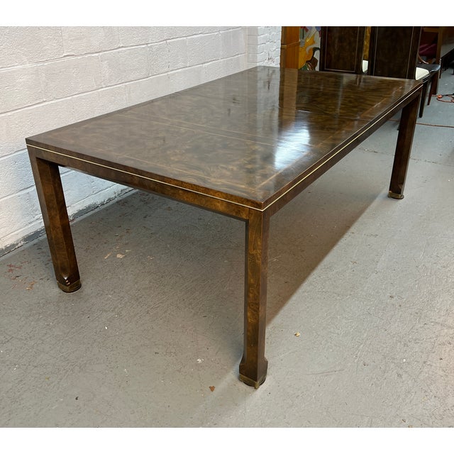 Wood William Doezema for Mastercraft Mid-Century Burl Wood Extension Dining Table Set For Sale - Image 7 of 18